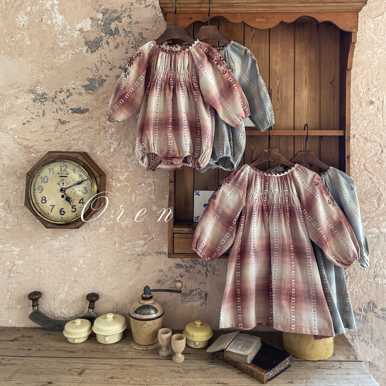 韓國童裝 25秋 | OR25332 Autumn Mellow Check Baby Suit