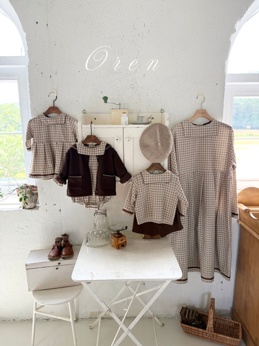 韓國童裝 25秋 | OR25313 Brunette mini check Collection - Mom Dress