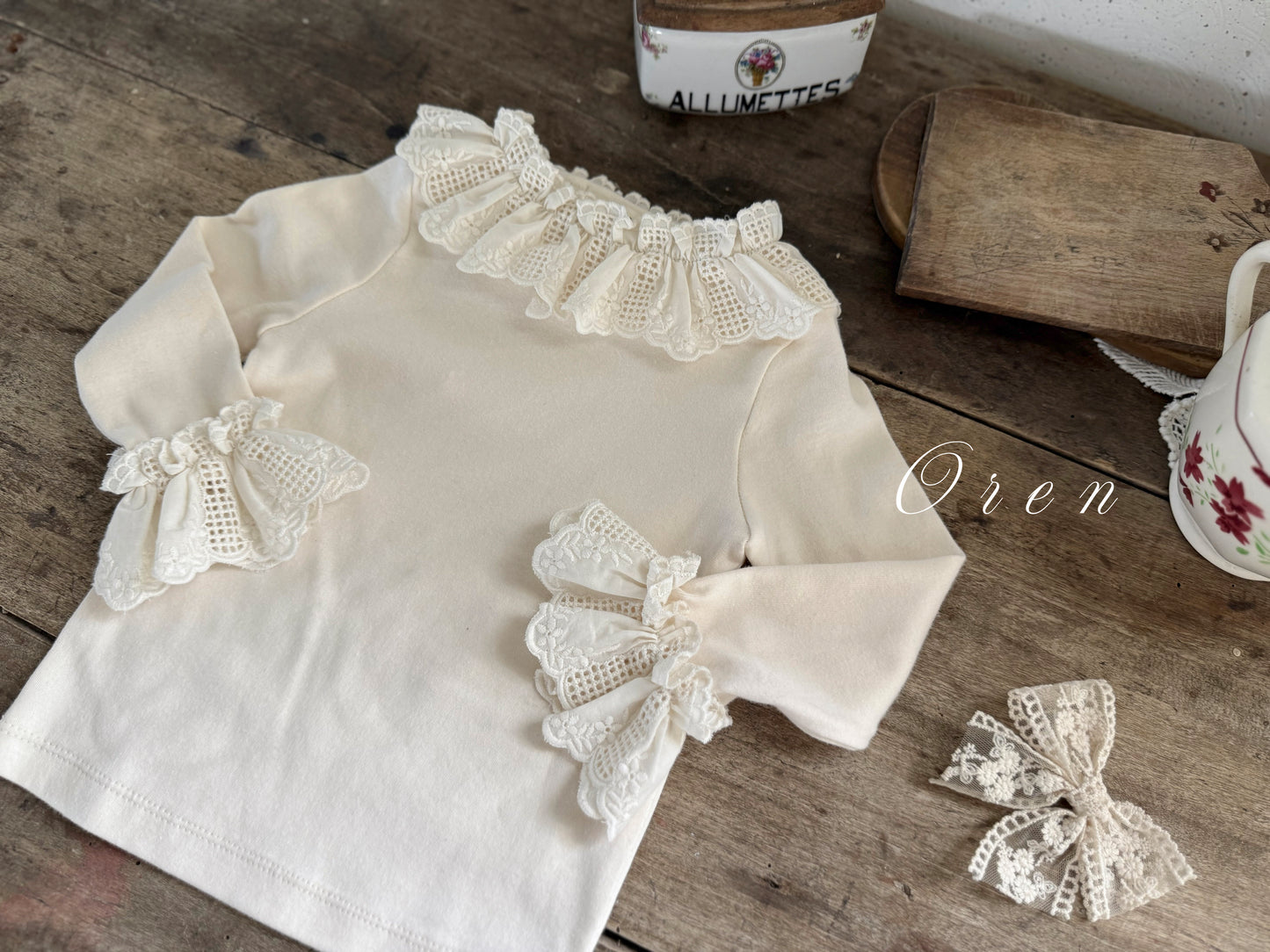 韓國童裝 25秋 | OR25308 Baby Lace Frill Blouse