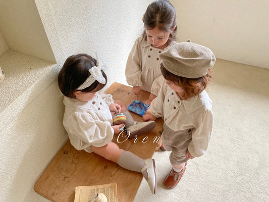 韓國童裝 25秋 | OR25319 Jacquard Double Collection - Top and Bottom Set