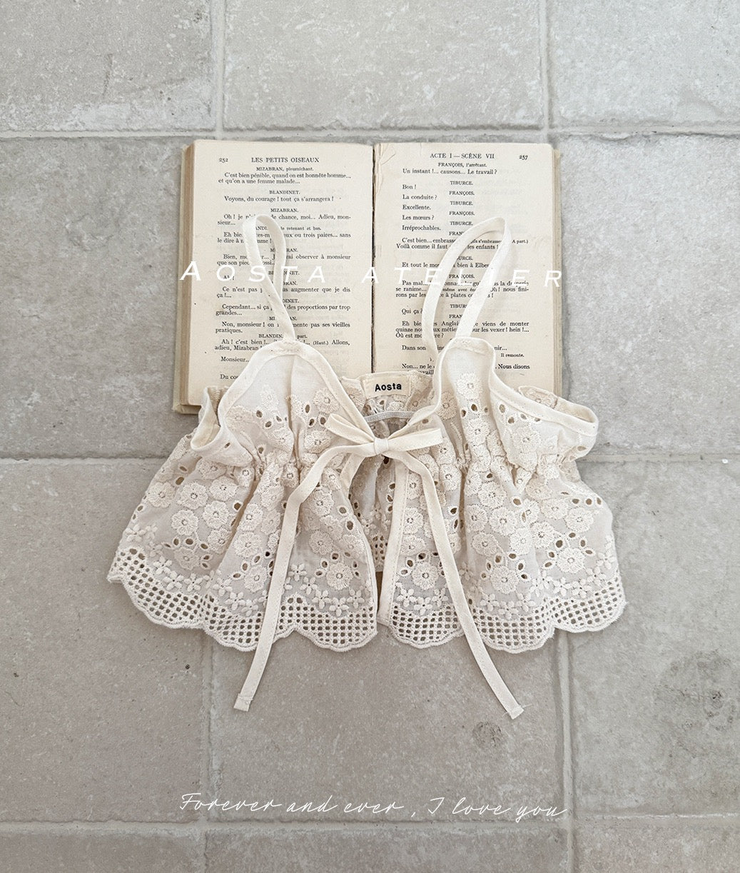 韓國童裝 25秋 | AO25315 Lace Ribbon Vest