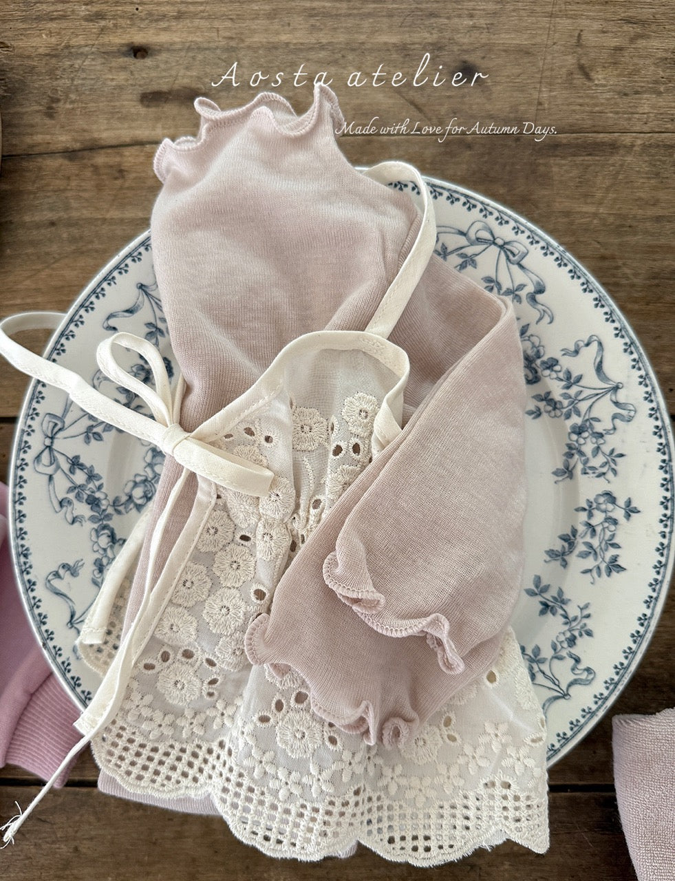 韓國童裝 25秋 | AO25315 Lace Ribbon Vest