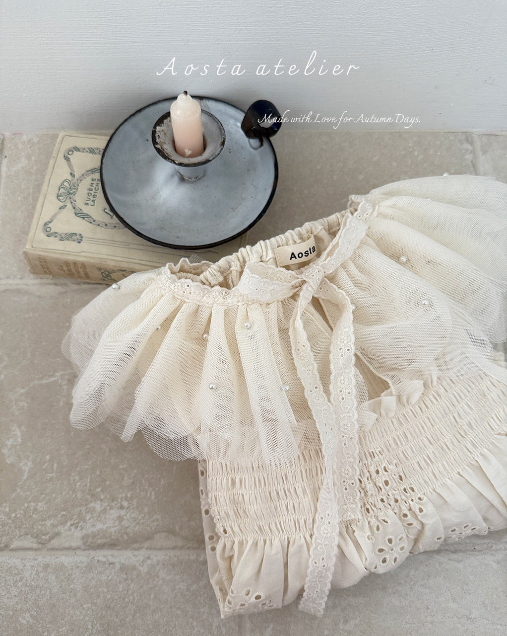 韓國童裝 25秋 | AO25318 Lace Leaf Dress