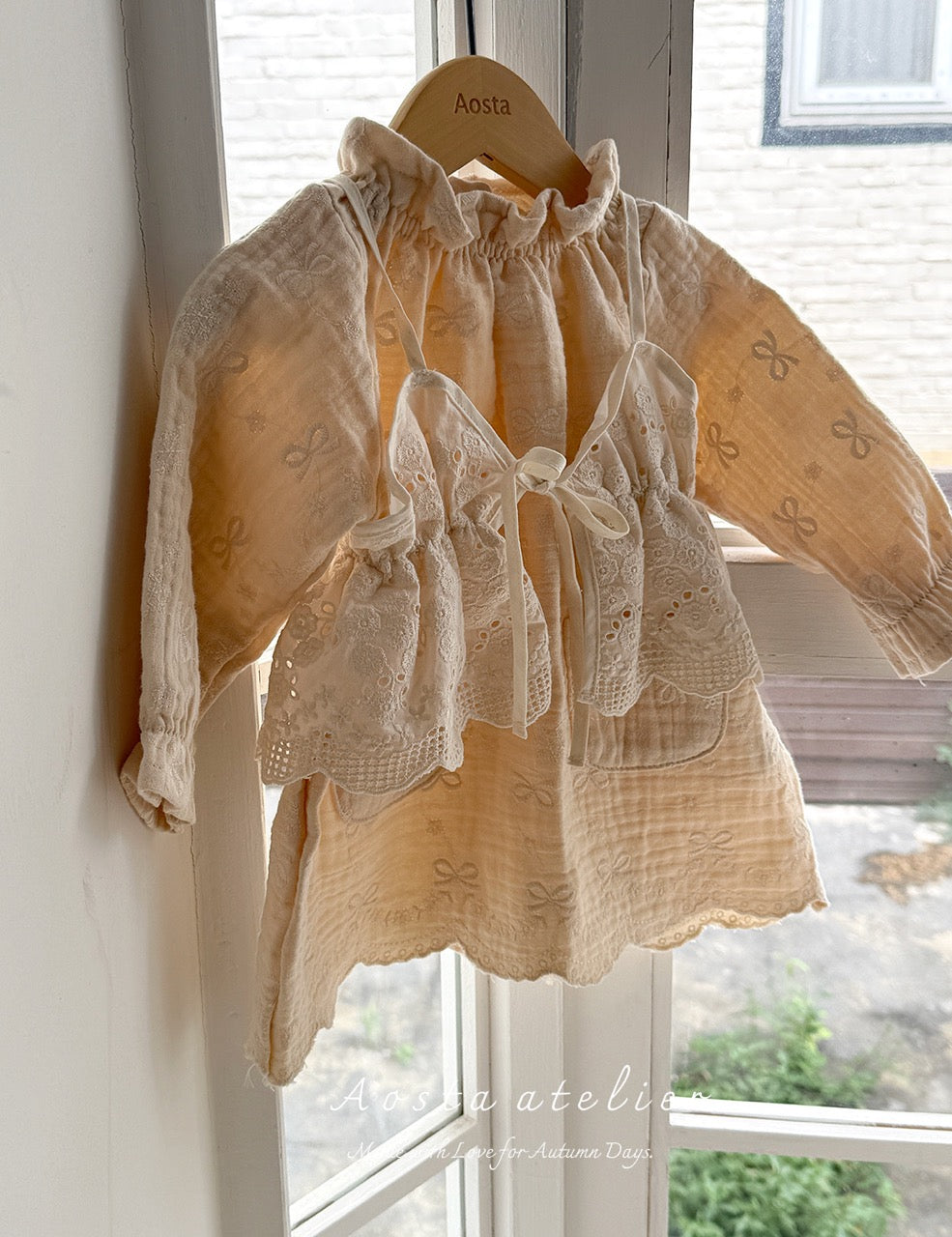 韓國童裝 25秋 | AO25315 Lace Ribbon Vest