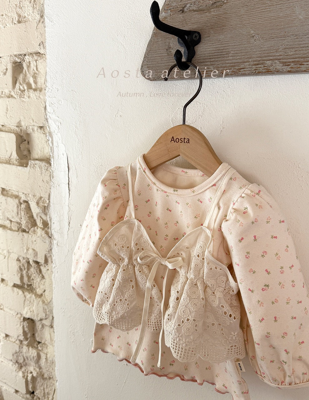 韓國童裝 25秋 | AO25315 Lace Ribbon Vest