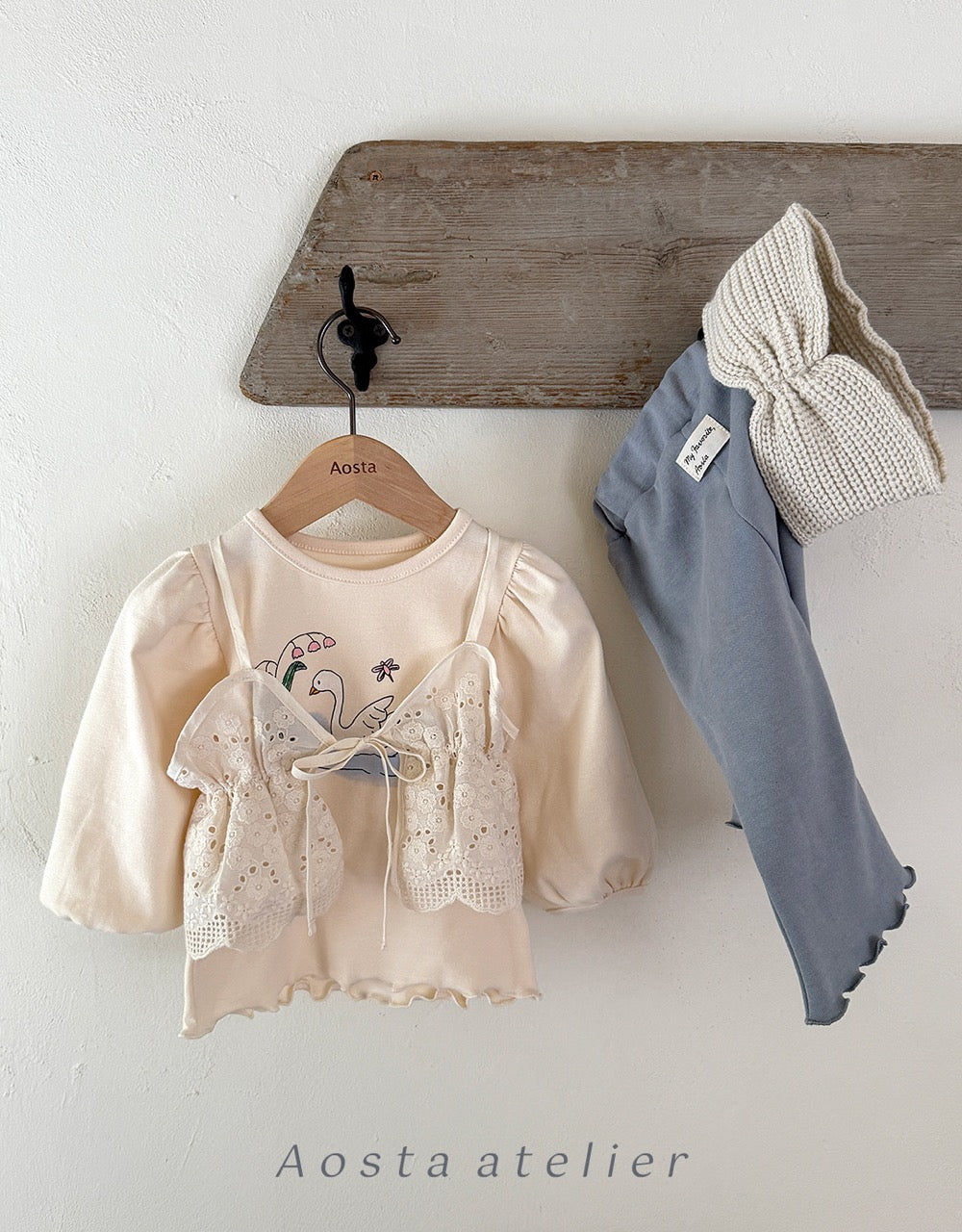 韓國童裝 25秋 | AO25315 Lace Ribbon Vest