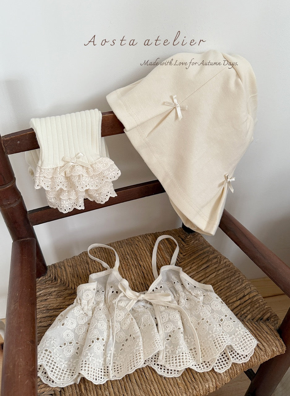 韓國童裝 25秋 | AO25315 Lace Ribbon Vest