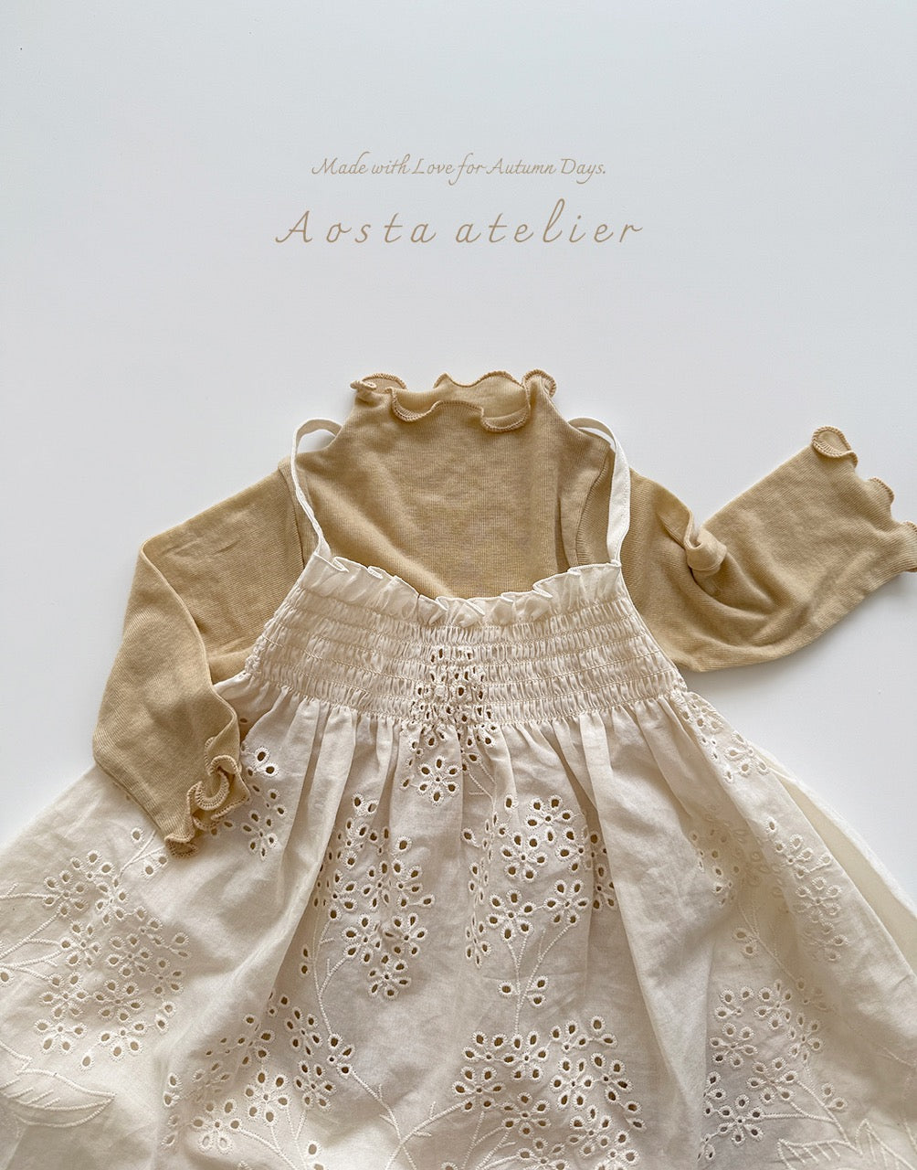 韓國童裝 25秋 | AO25318 Lace Leaf Dress
