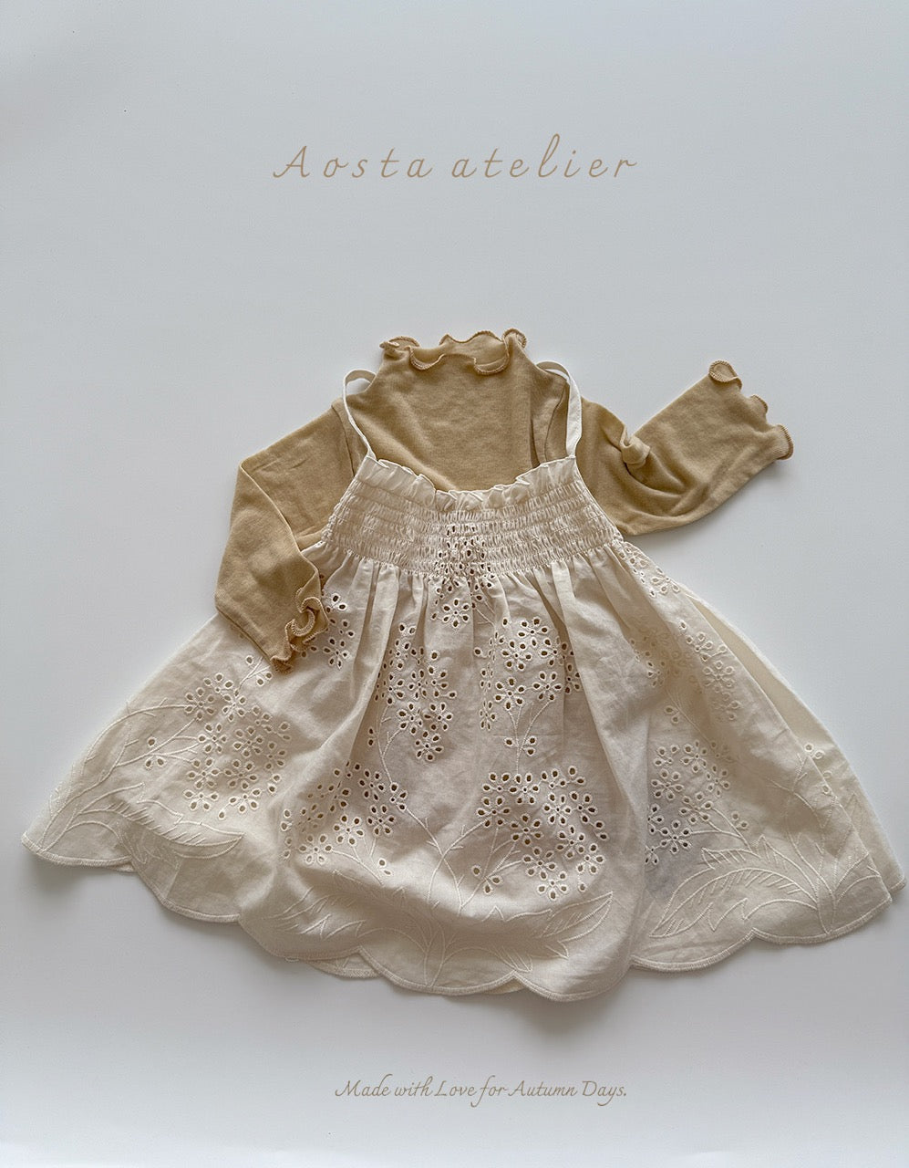 韓國童裝 25秋 | AO25318 Lace Leaf Dress