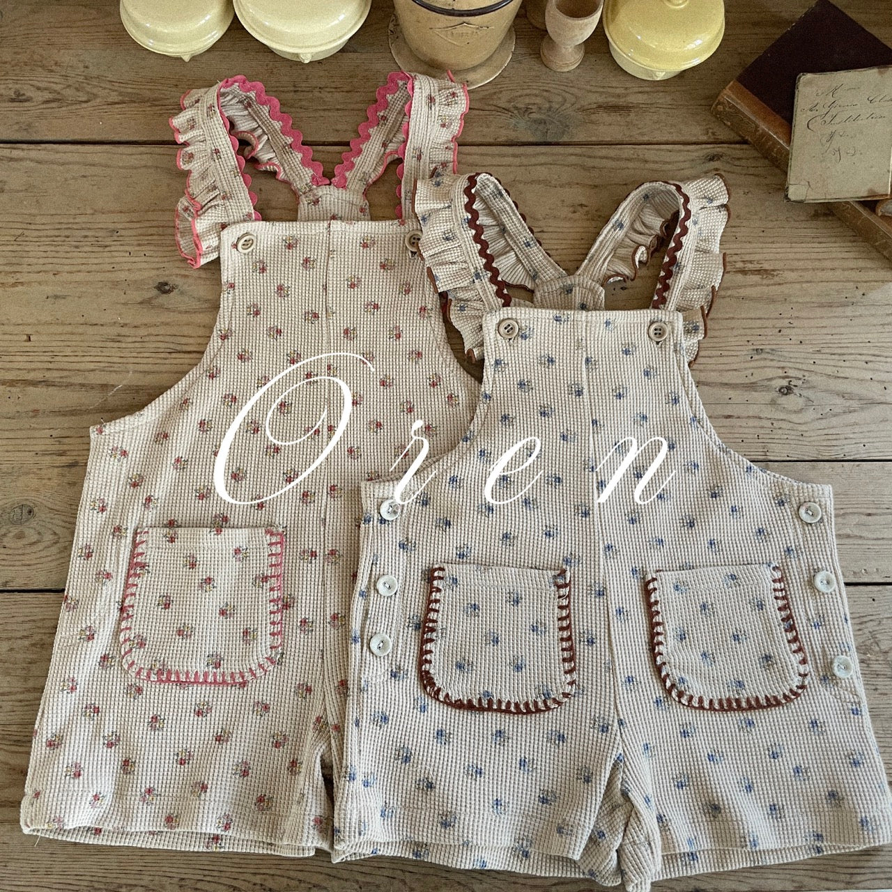 韓國童裝 25秋 | OR25336 Madeleine Waffle Overalls