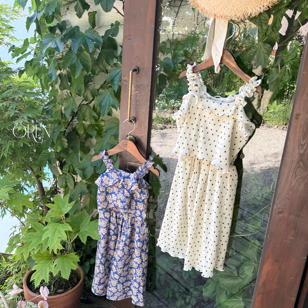 韓國童裝 26夏| OR82 Mellow Pleats Set 柔美百褶套裝 (90-120) - 親子款