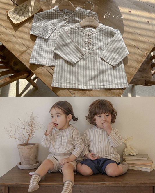 現貨▷ 韓國童裝 25春 | OR25159 SHIRT + PANTS 套裝 (90)