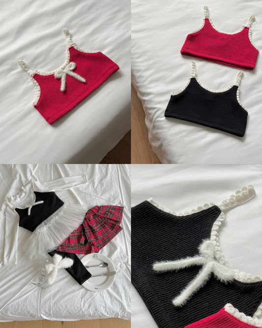 韓國童裝 25秋冬 | NB25439 Sleeveless Ribbon Top