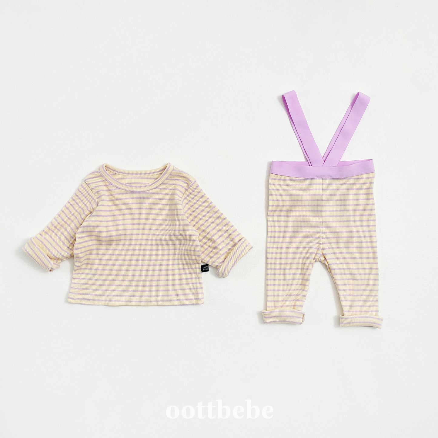 韓國童裝 | OT25319 OT Stripe Tee & Leggings Baby Set (Without Bonnet)