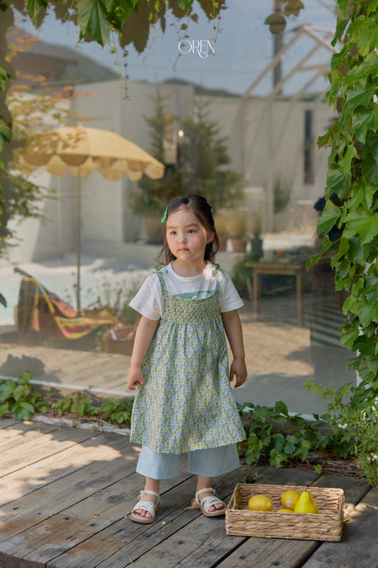 韓國童裝 26夏| OR75 Rosera Smock Strap Dress 羅塞拉抓皺細肩帶洋裝 (90-120)