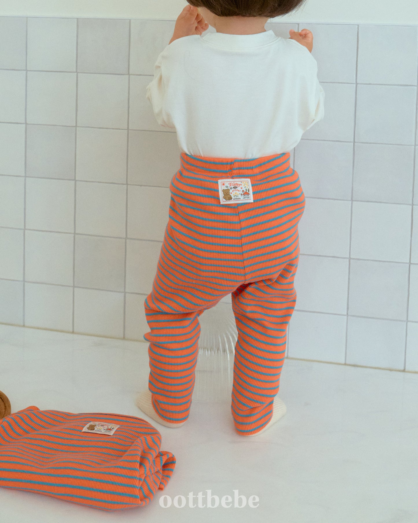 韓國童裝 | OT25320 OT Stripe Kids Leggings