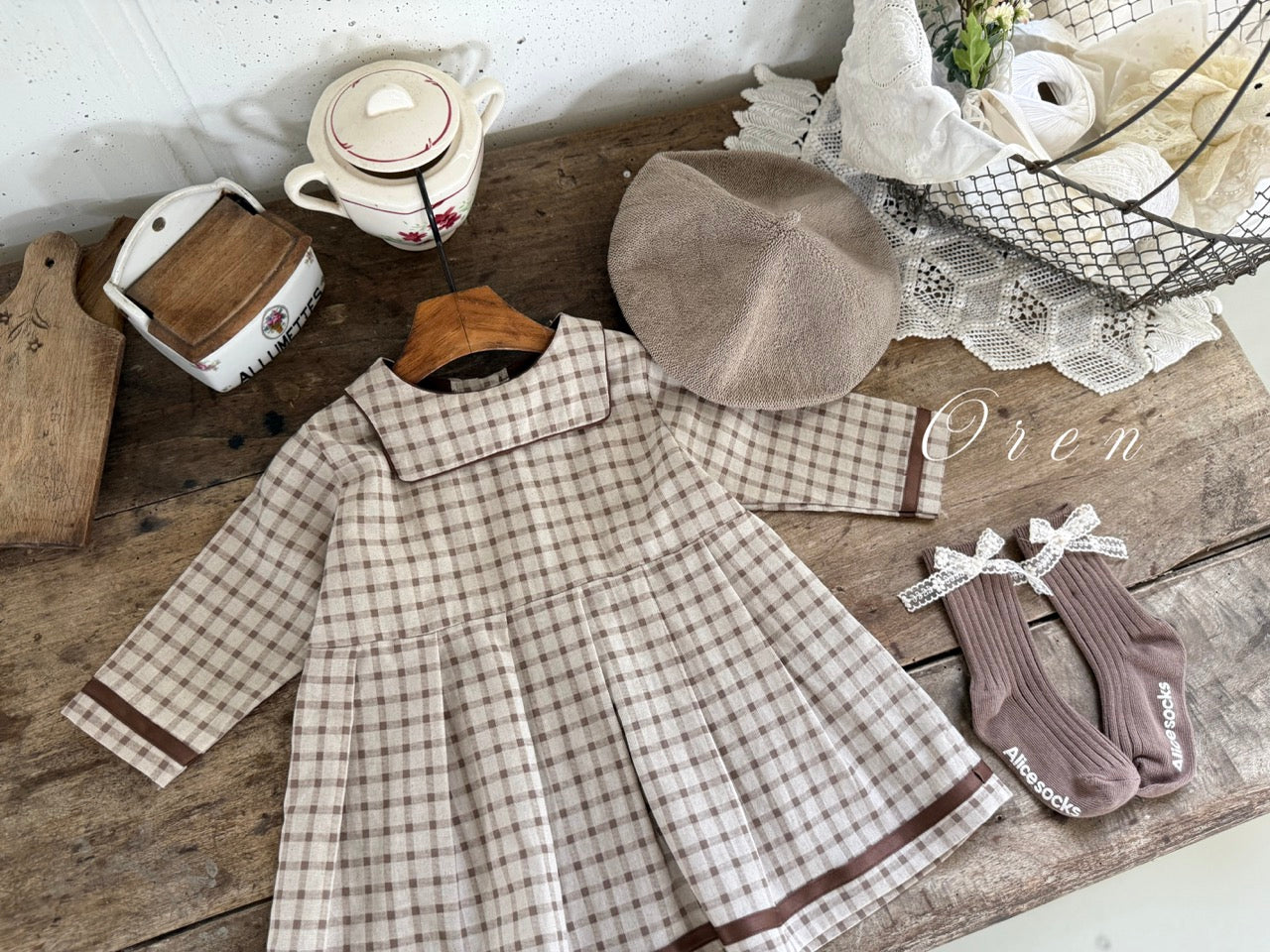 韓國童裝 25秋 | OR25313 Brunette mini check Collection - OPS (Dress)