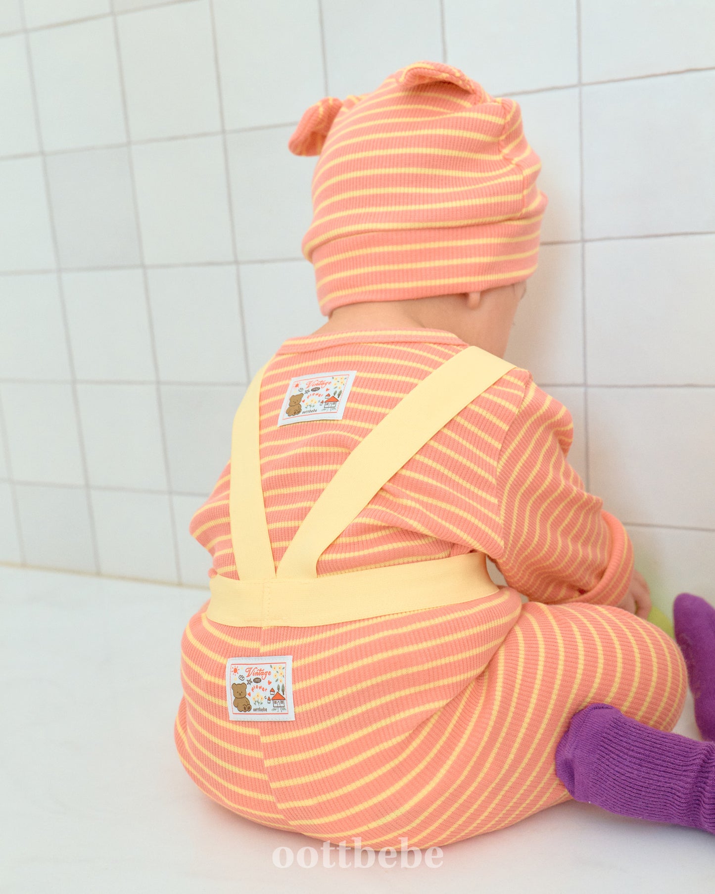 韓國童裝 | OT25319 OT Stripe Tee & Leggings Baby Set (Without Bonnet)