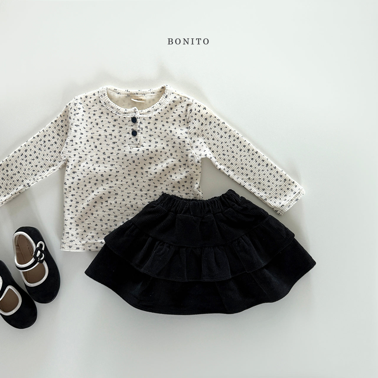 韓國童裝 25秋| BT25314 FLOWER TEE (70-140CM)