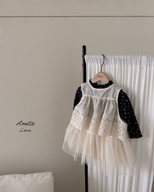 韓國童裝 26秋| AO22 Lace Jenny Open Vest 背心 (FREE)