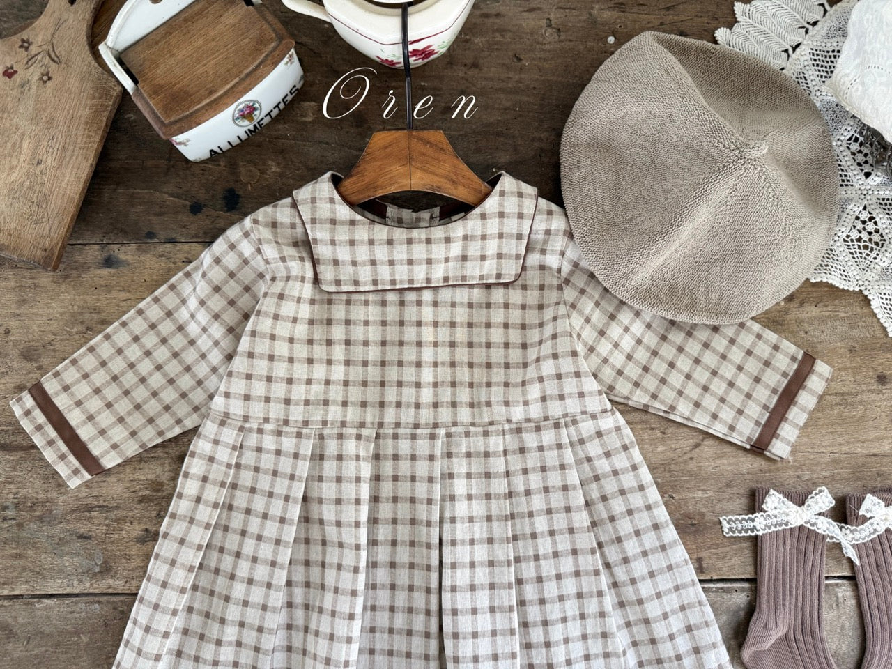 韓國童裝 25秋 | OR25313 Brunette mini check Collection - OPS (Dress)