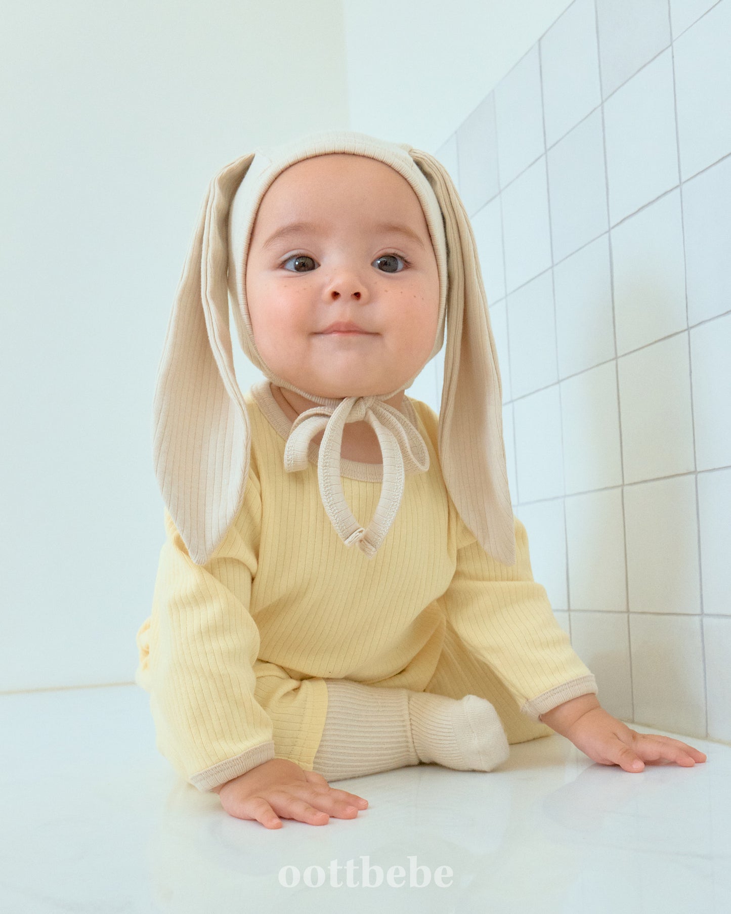 韓國童裝 | OT25353 Baby Suit with Rabbit Bonnet