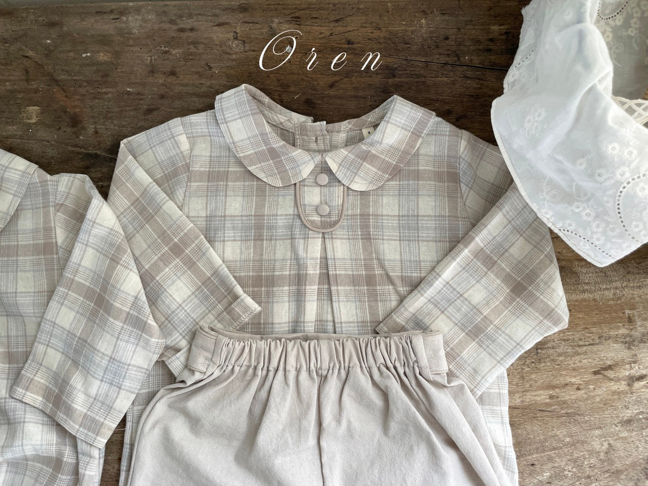 韓國童裝 25秋 | OR25323 Check Top and Bottom Set