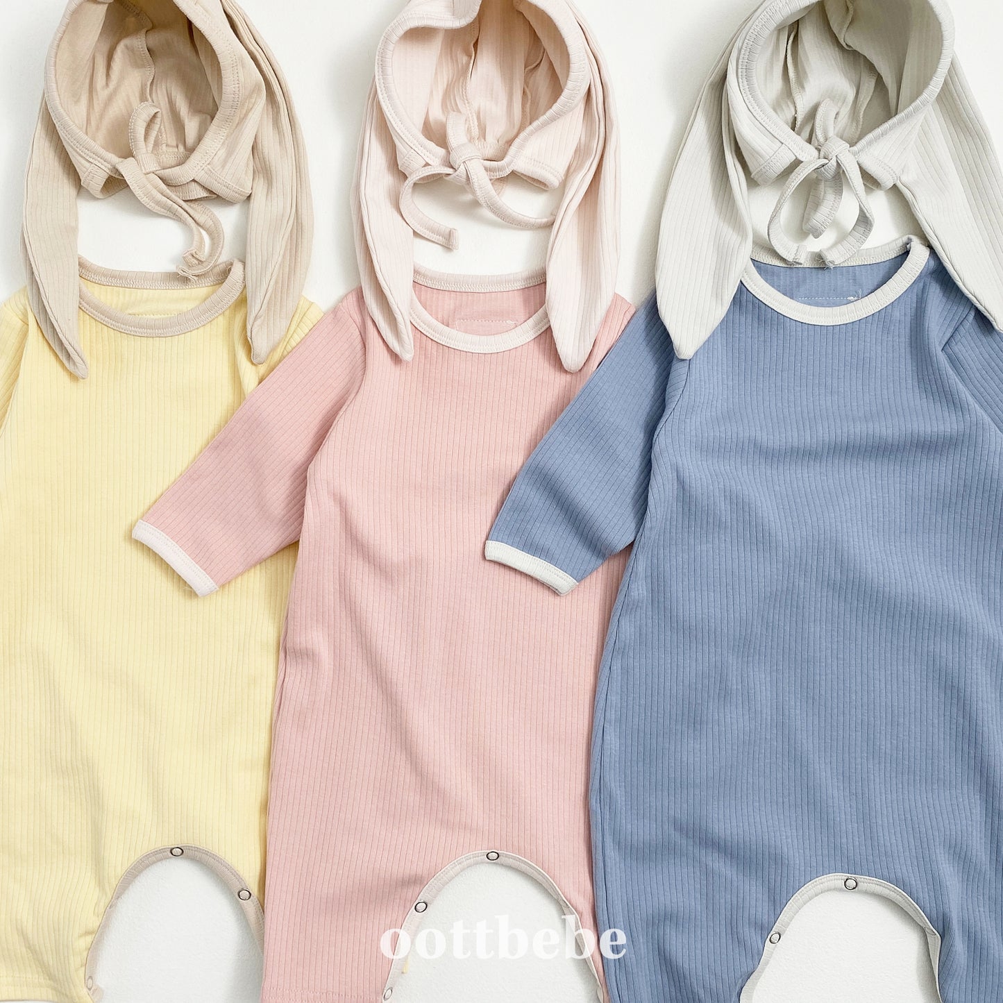 韓國童裝 | OT25353 Baby Suit with Rabbit Bonnet