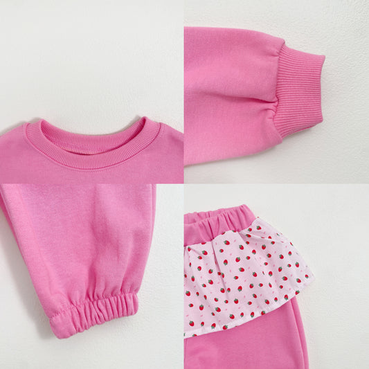 韓國童裝 26SS | OT34 Strawberry Spring Lace Pants Set (75-120cm)