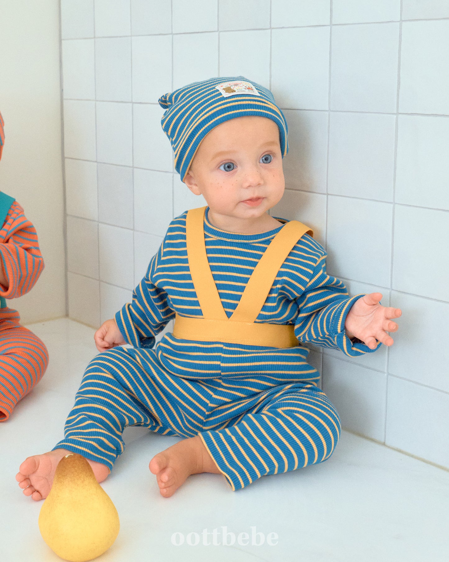 韓國童裝 | OT25319 OT Stripe Tee & Leggings Baby Set (Without Bonnet)