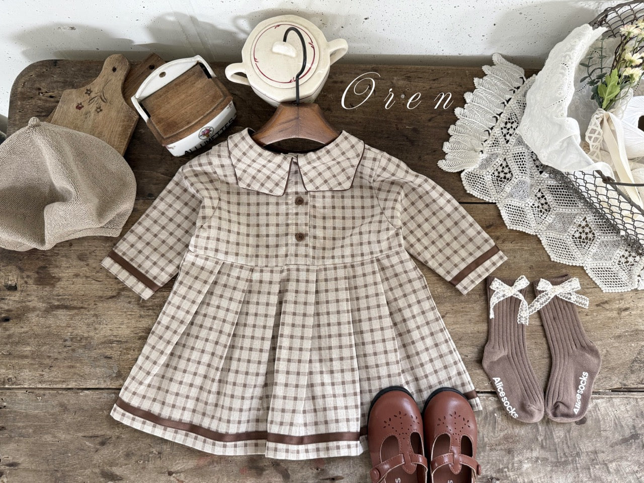 韓國童裝 25秋 | OR25313 Brunette mini check Collection - OPS (Dress)