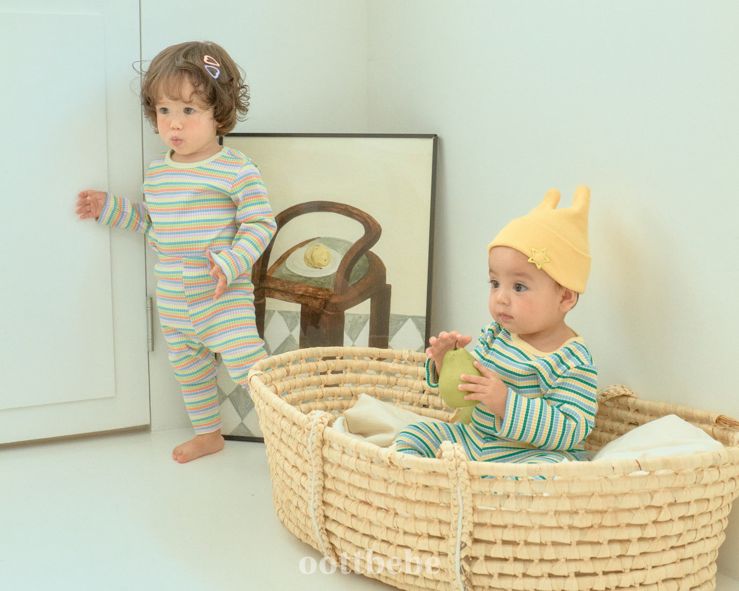 韓國童裝 | OT25334 OT Stripe Baby Suit