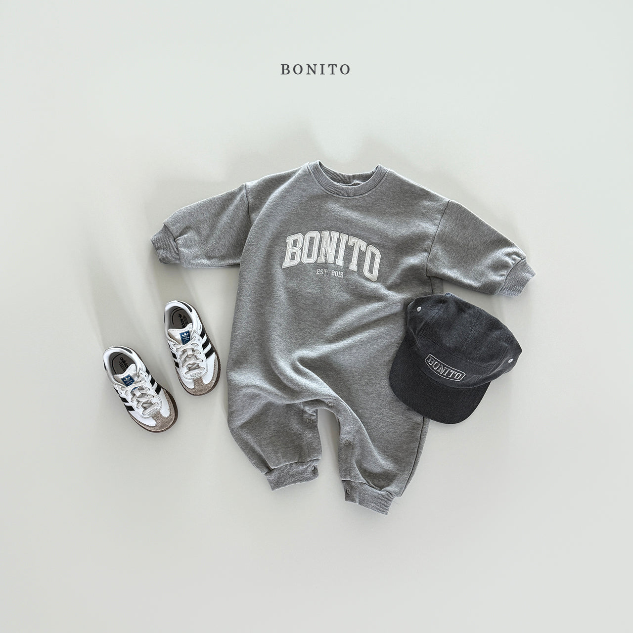 韓國童裝 25秋| BT25304 BEBE) BONITO連身包屁衣 LONG BABY SUIT (60-85cm)