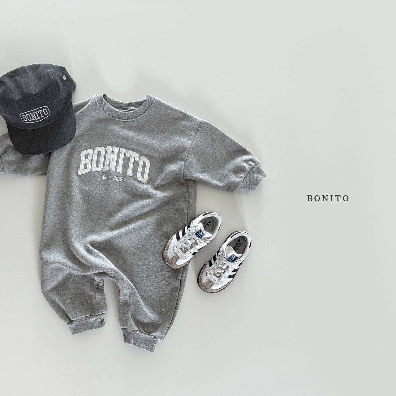 韓國童裝 25秋| BT25304 BEBE) BONITO連身包屁衣 LONG BABY SUIT (60-85cm)
