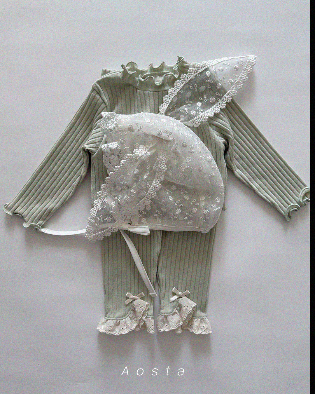 韓國童裝 26春 | AO26109 Lace Rabbit Hat