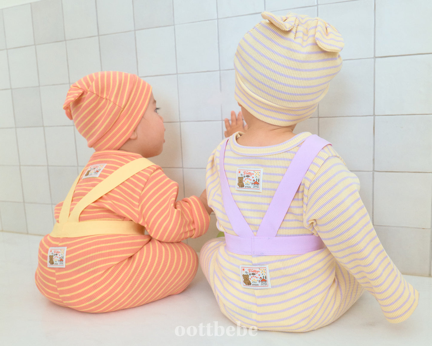 韓國童裝 | OT25319 OT Stripe Tee & Leggings Baby Set (Without Bonnet)