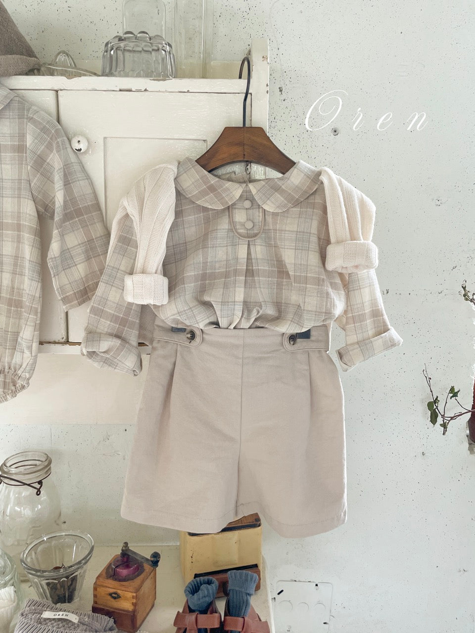 韓國童裝 25秋 | OR25323 Check Top and Bottom Set