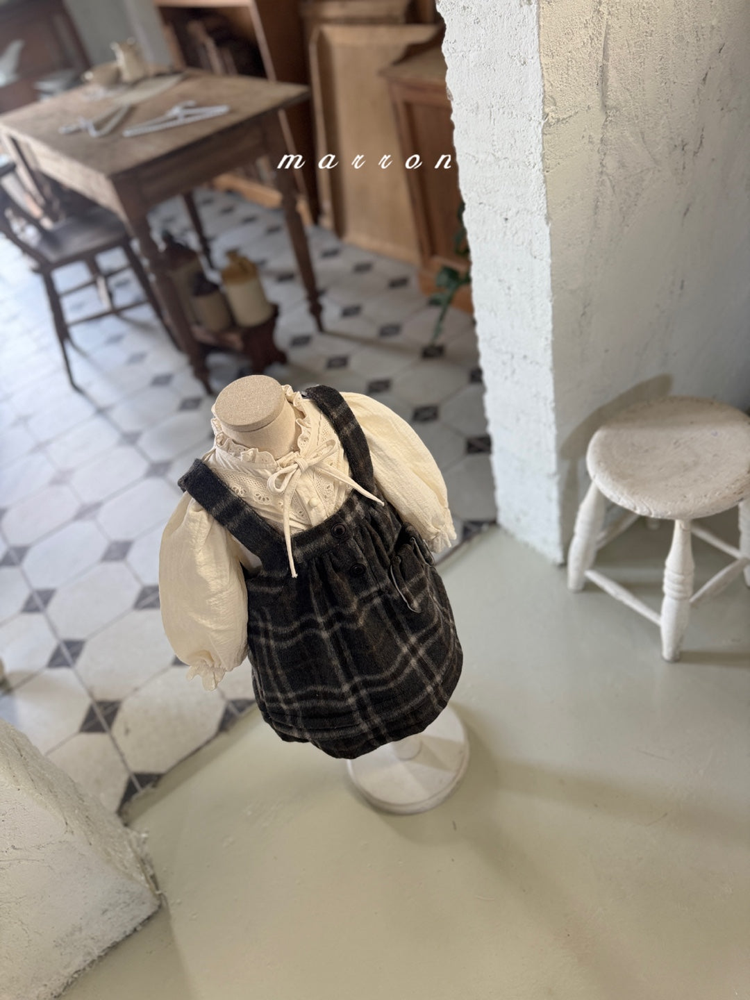 韓國童裝 25秋冬 | MA25453 PUFFLY CHECK DRESS (BABY & KIDS)