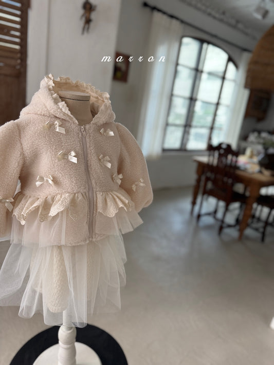 韓國童裝 25秋冬 | MA25423 RIBBON HOODED ZIP-UP (BABY & KIDS)