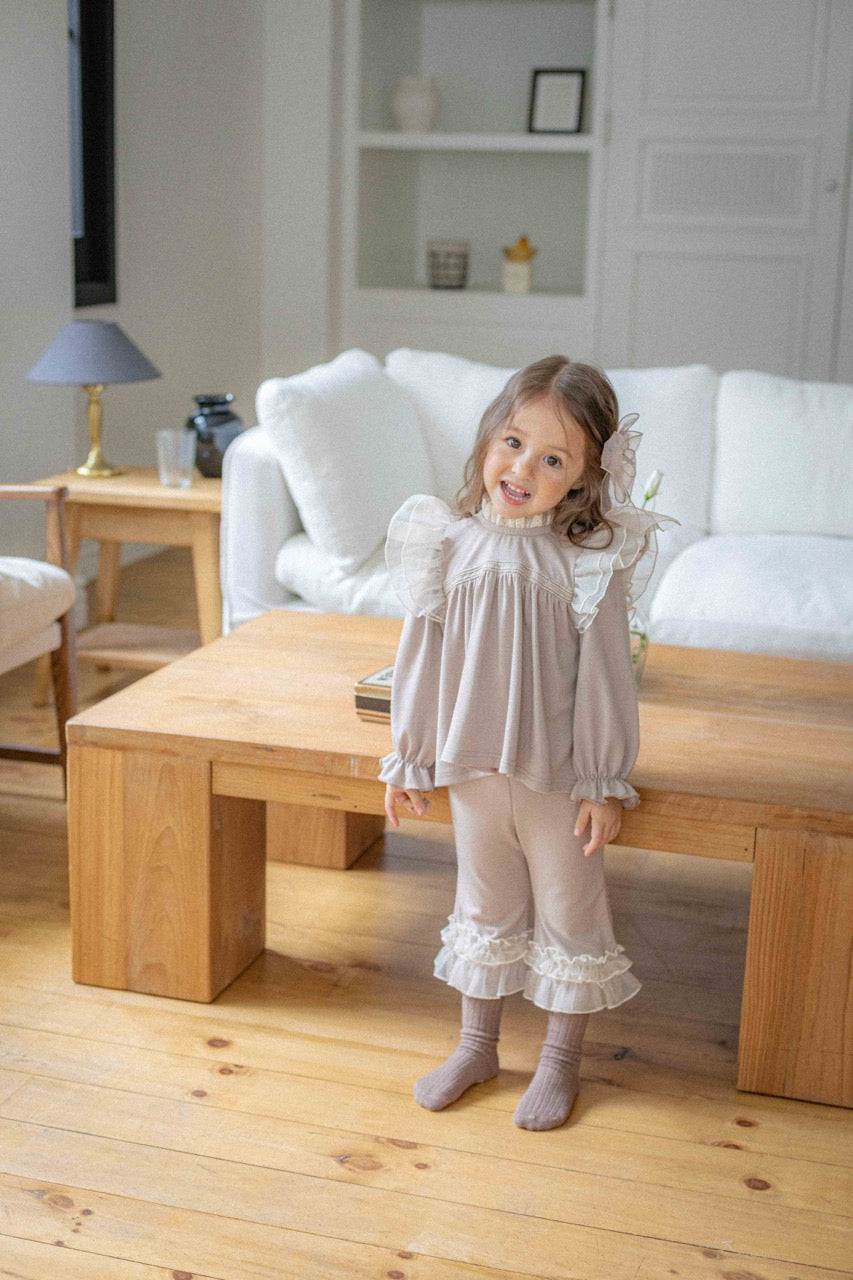 韓國童裝 25秋 | OR25328 Rosy Frill Blouse/Pants/Set