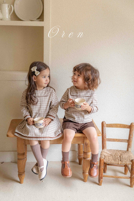 ้ๅ็ซฅ่ฃ 25็ง | OR25313 Brunette mini check Collection - Top and Bottom Set