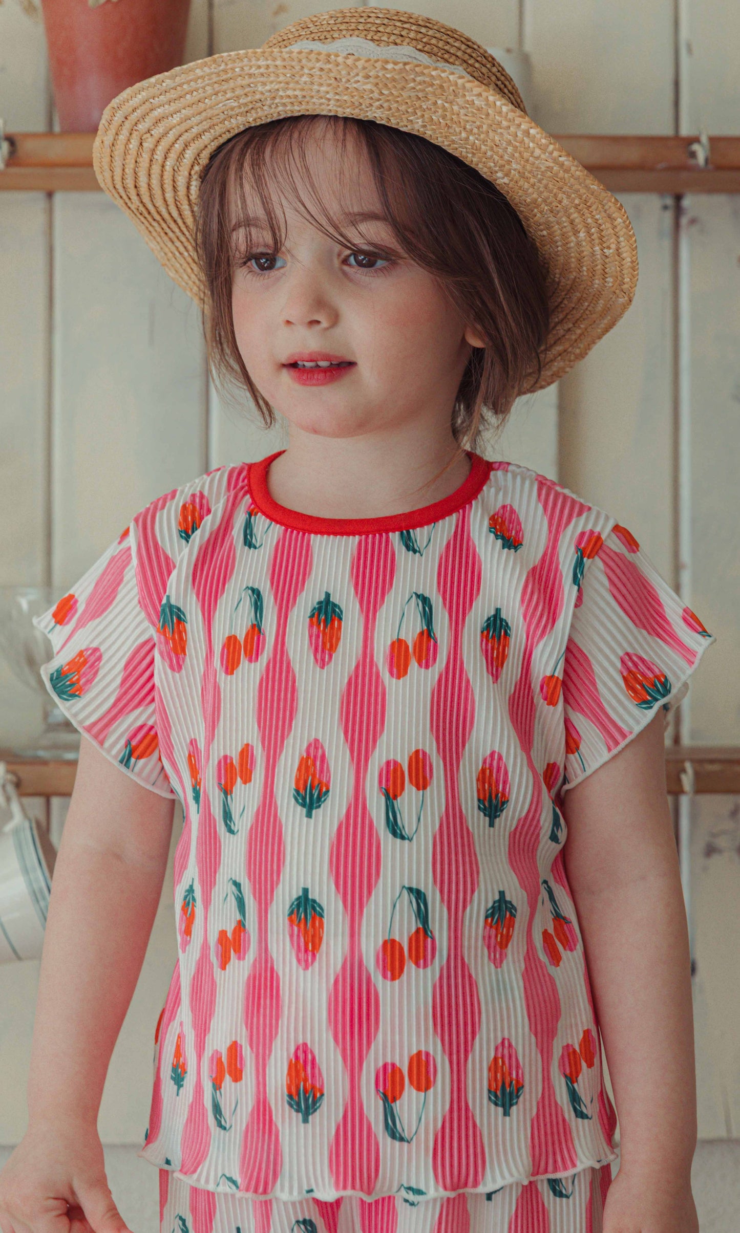 韓國童裝 26夏| CR18 Strawberry Pleats T (80-125cm)