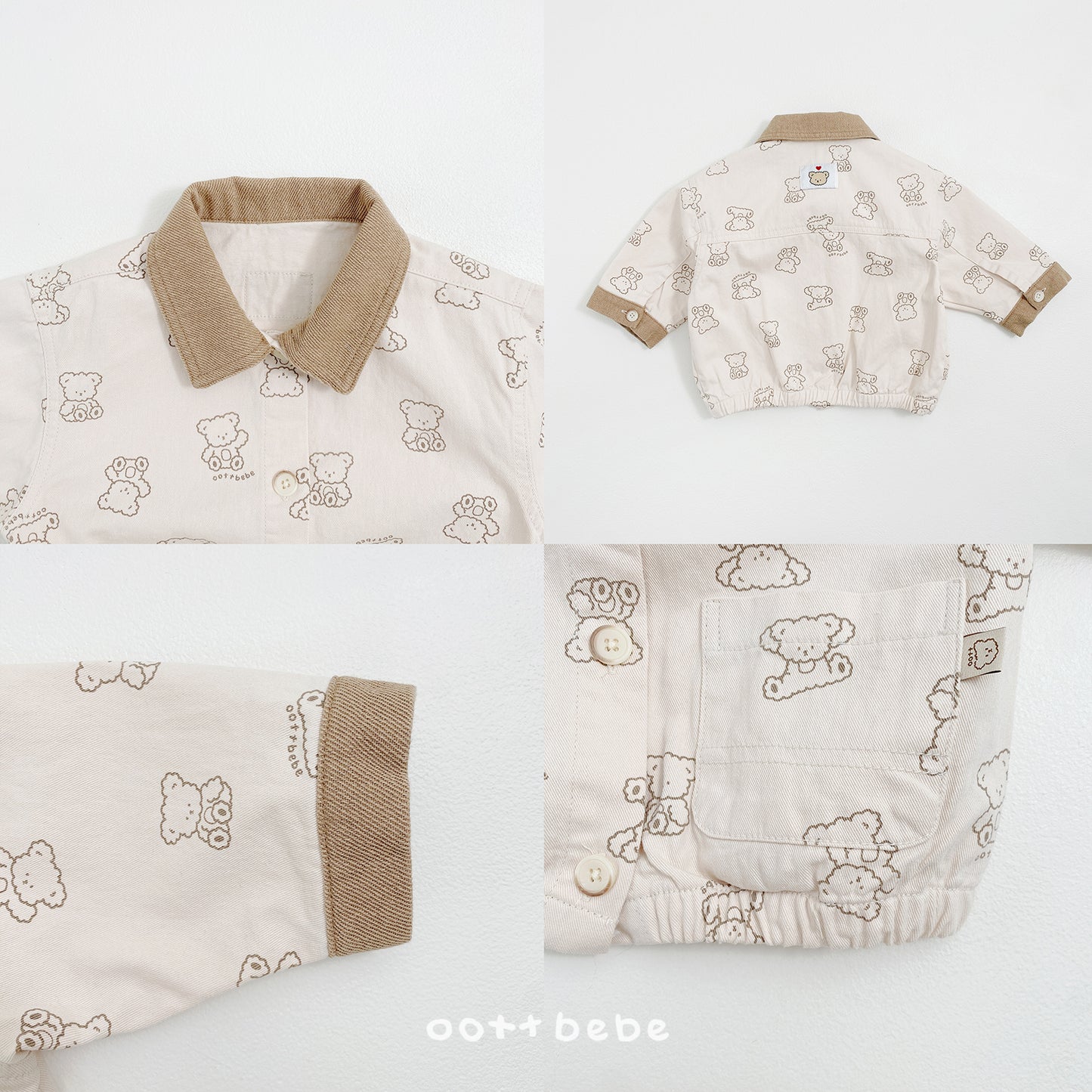 韓國童裝 26SS | OT45 Bear Print Soft Denim Jacket (75-120cm)