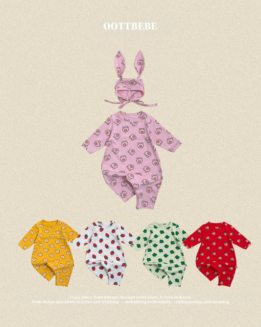 韓國童裝 26秋| OT72 Little Farm Romper + Bonnet Set 連身衣