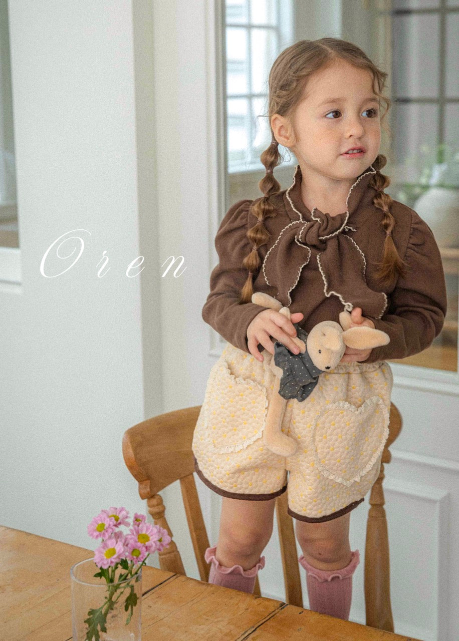 韓國童裝 25秋 | OR25325 Mocha Ribbon Tie T-shirt