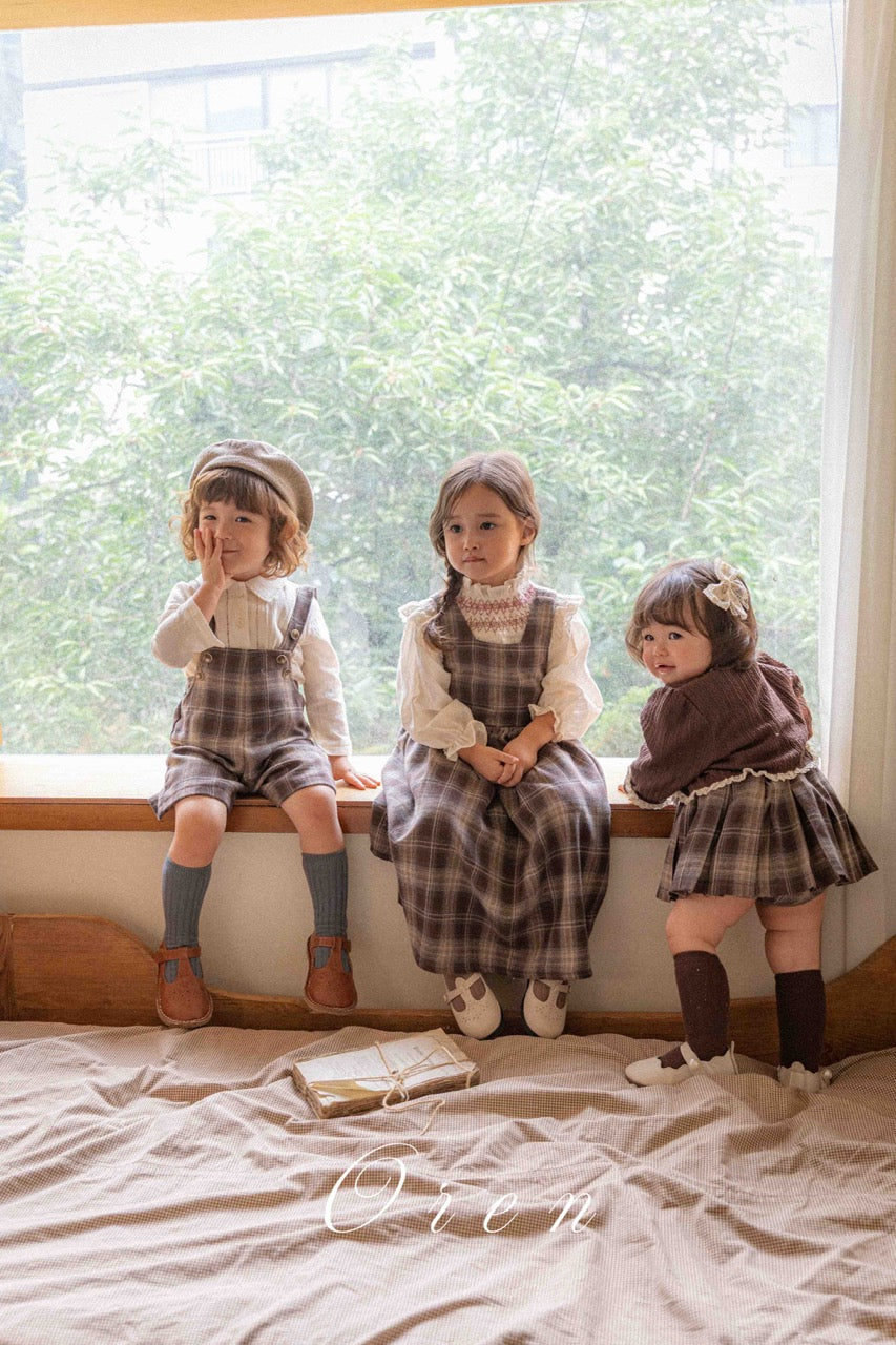 韓國童裝 25秋 | OR25317 Check Collection - Overall (吊帶工人褲)