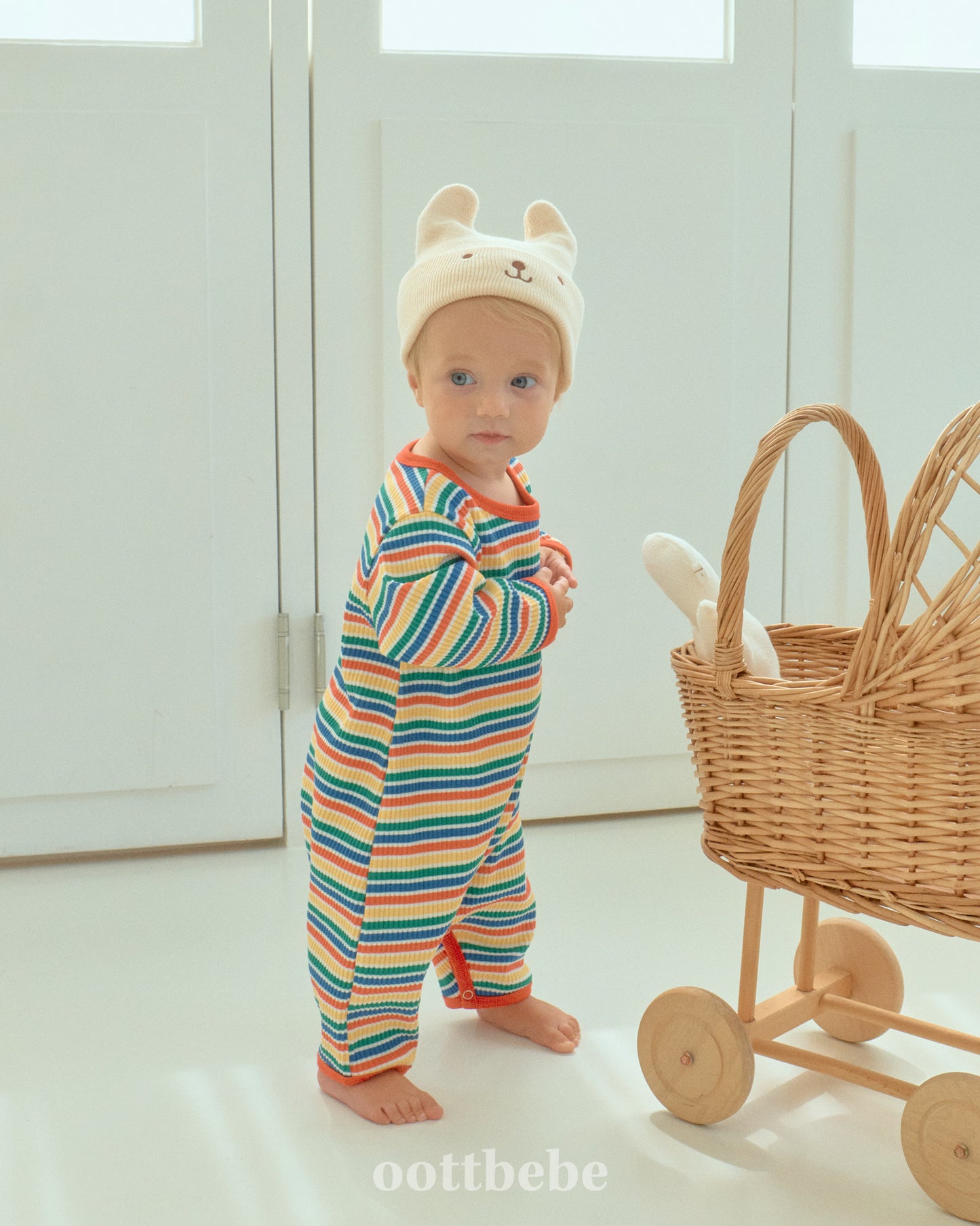 韓國童裝 | OT25334 OT Stripe Baby Suit