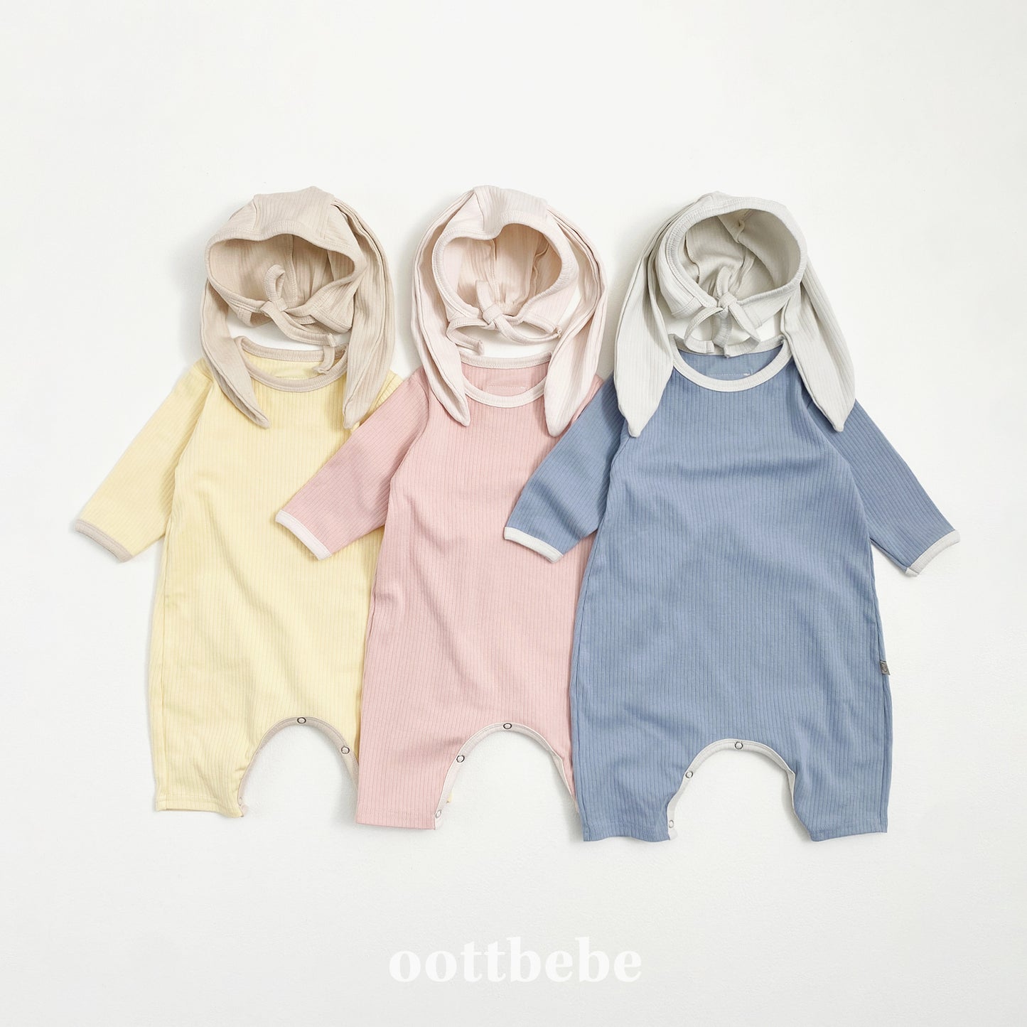 韓國童裝 | OT25353 Baby Suit with Rabbit Bonnet