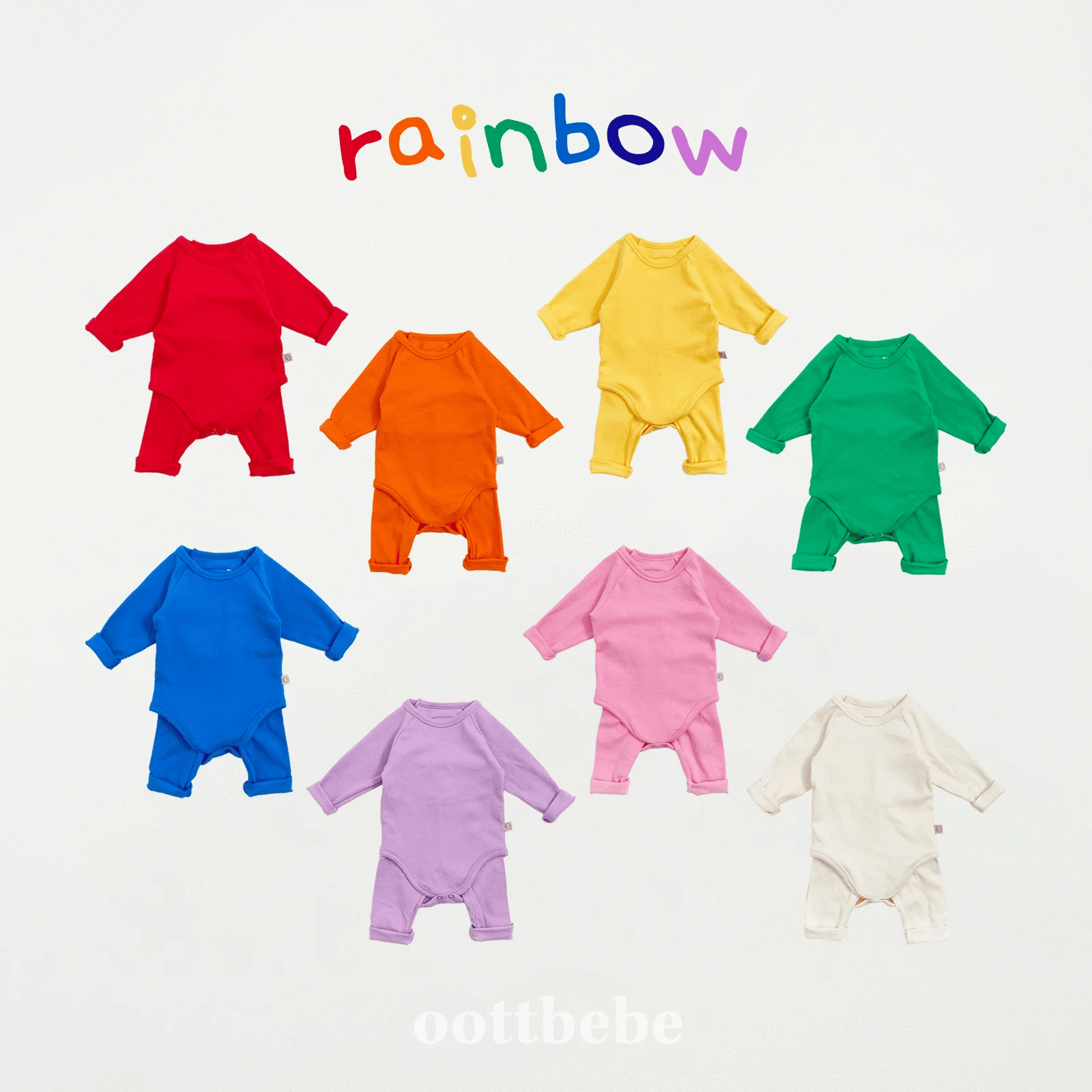韓國童裝 | OT25313 Rainbow Bunny Baby Suit with Leggings