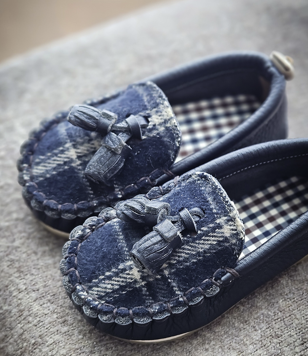 9月團) 韓國手工真皮鞋團 Loafer navy check